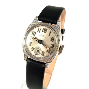 Vintage Military SWISS men watch &quot; PRIMA Schweizaria &quot; from 50s . Rare Swiss timepiece. Comes with new leather band. Swiss watch. Men watch