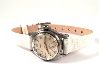 Vintage Swiss lady watch BELCA . Rare Swiss watch. Vintage women watch. White watch. Swiss watch. Vintage watch. Mechanical watch