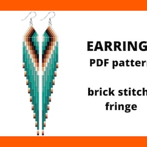 Brick stitch pattern, Seed bead rustic pattern, Seed bead fringe earrings pattern, pdf digital download