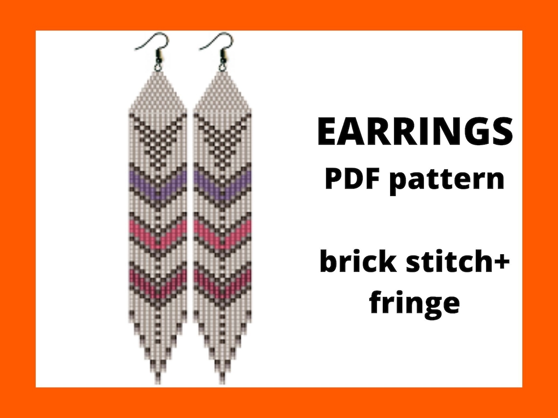 Seed bead earring pattern Beaded fringe earring pattern pdf Etsy
