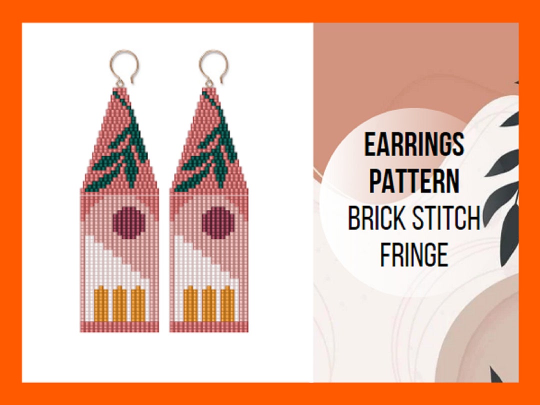 Abstract Beaded Earring Pattern, Brick Stitch Modern, Seed Bead Fringe ...