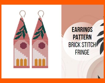 Abstract beaded earring pattern, Brick stitch modern, Seed bead fringe, Aesthetic design, Minimal boho style, PDF digital, 243