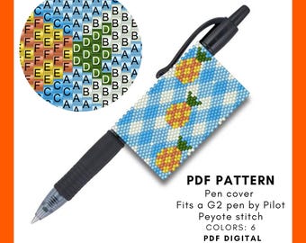 Pineapple Pen cover pattern, Pen wrap, Peyote bead pattern Seed bead Back to school Teacher First grader Pilot G2 PDF instant download 010