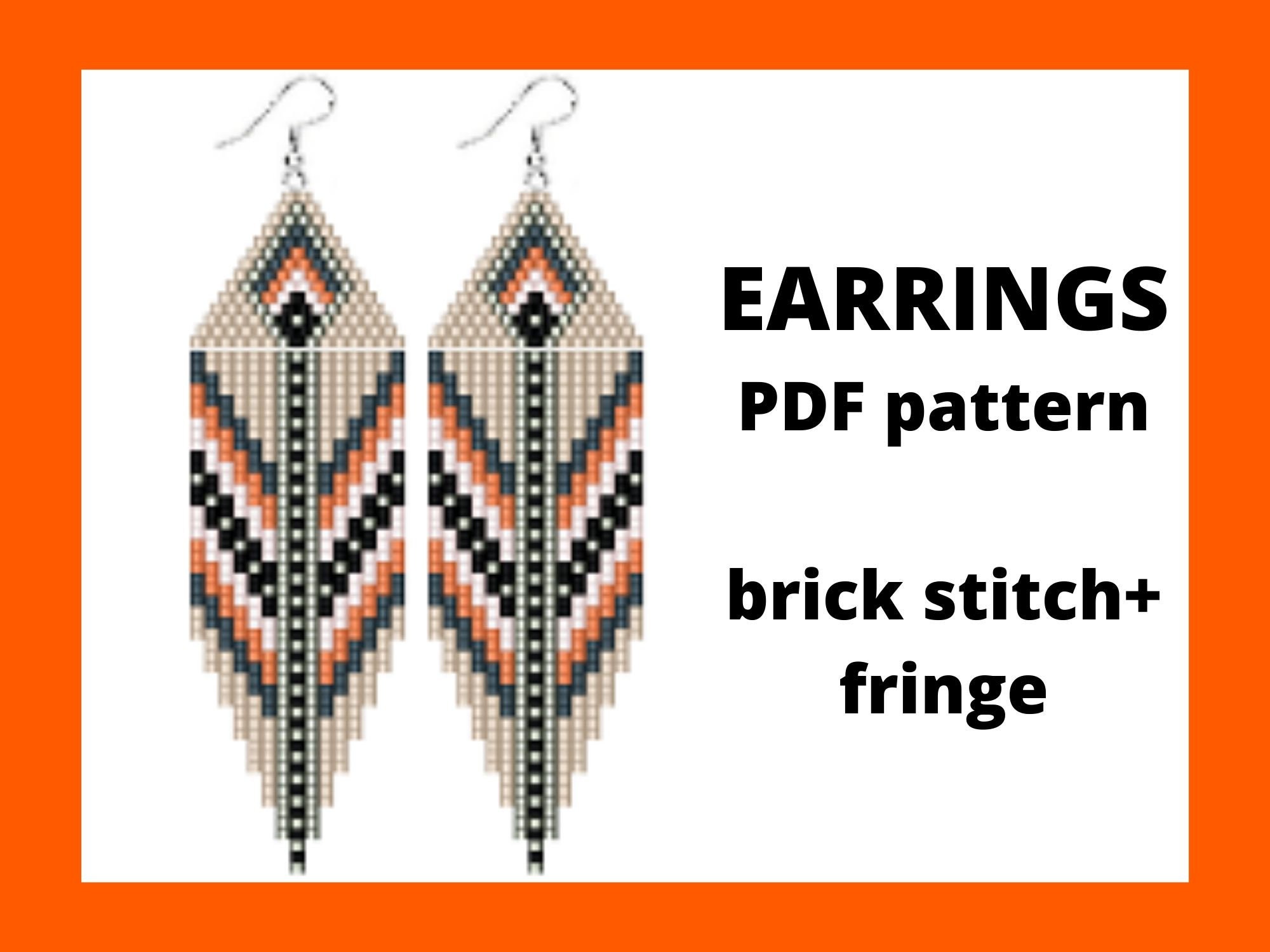 Brick Stitch Pattern, Native Style Earring Pattern, Seed Bead Earring Pattern, Bead Fringe Earring Pattern, Pdf Digital Download - Etsy brick-stitch-pattern-native-style-earring-pattern-seed-bead-earring-pattern-bead-fringe-earring-pattern-pdf-digital-download-etsy