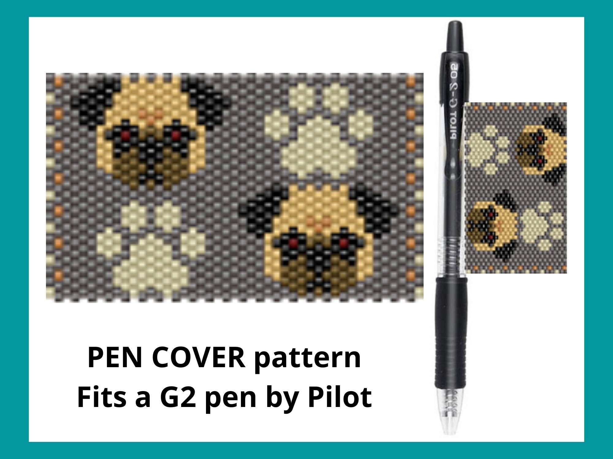 Pug Dog Pen Cover Pattern Peyote Pen Cover Beaded Pen Cover Etsy