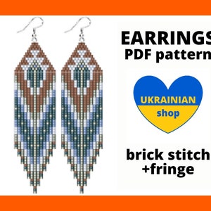 Fringe earring pattern, Brick stitch pattern, Non Native style earring pattern, Seed bead earring pattern, pdf digital download