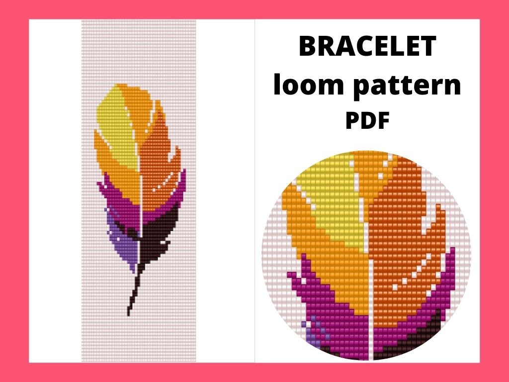 Feather bead loom patterns Boho style feather pattern Bead Etsy Nederland