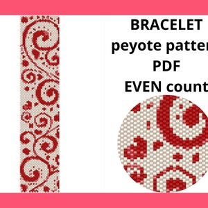 Abstract bracelet pattern, Even peyote pattern, Valentine day peyote pattern, Heart peyote pattern, pdf instant download