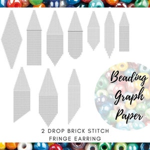 10 blank templates, Graph paper for 2 DROP brick stitch pattern, Earring graph paper, Seed bead, PDF digital download