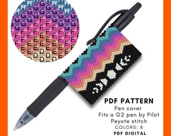 Peyote Pen cover Pattern, Northern lights Triple moon phases, Miyuki Delica Back to school Pilot G2 Teacher Student Gift 009