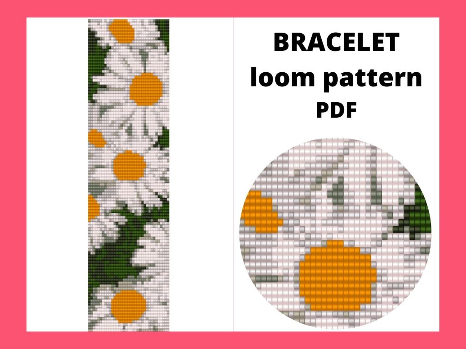 Daisy Flower Bead Loom Patterns Loom Beaded Bracelet Pdf Etsy