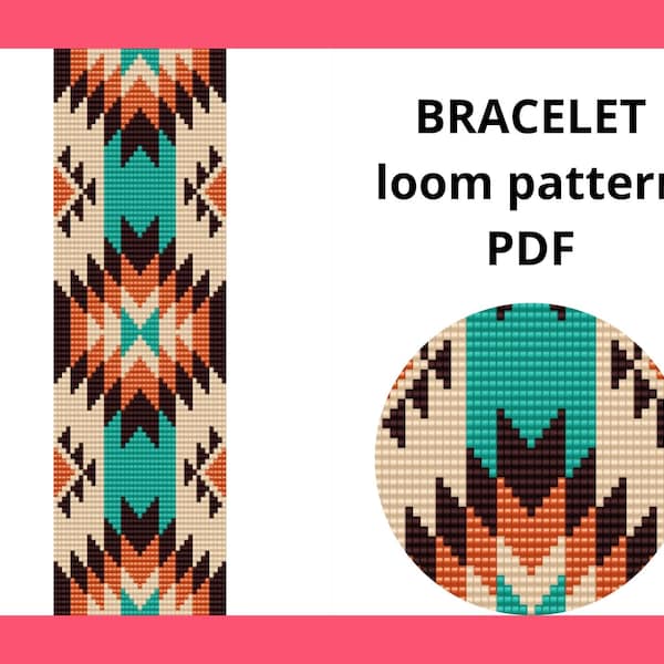 Ethnic loom pattern, Bead loom bracelet pattern, Loom bracelet pattern, PDF digital download