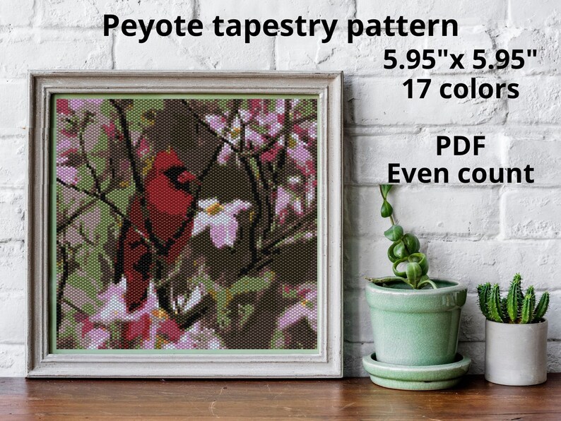 Cardinal bird Fashion peyote tapestry Bird Even pattern New Free Shipping