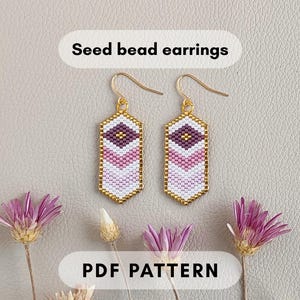 Odd Peyote Earring Pattern PDF, Geometric design, Seed Bead Miyuki Delica Beaded Jewelry Chart Pastel Minimal Gift for Mother 073