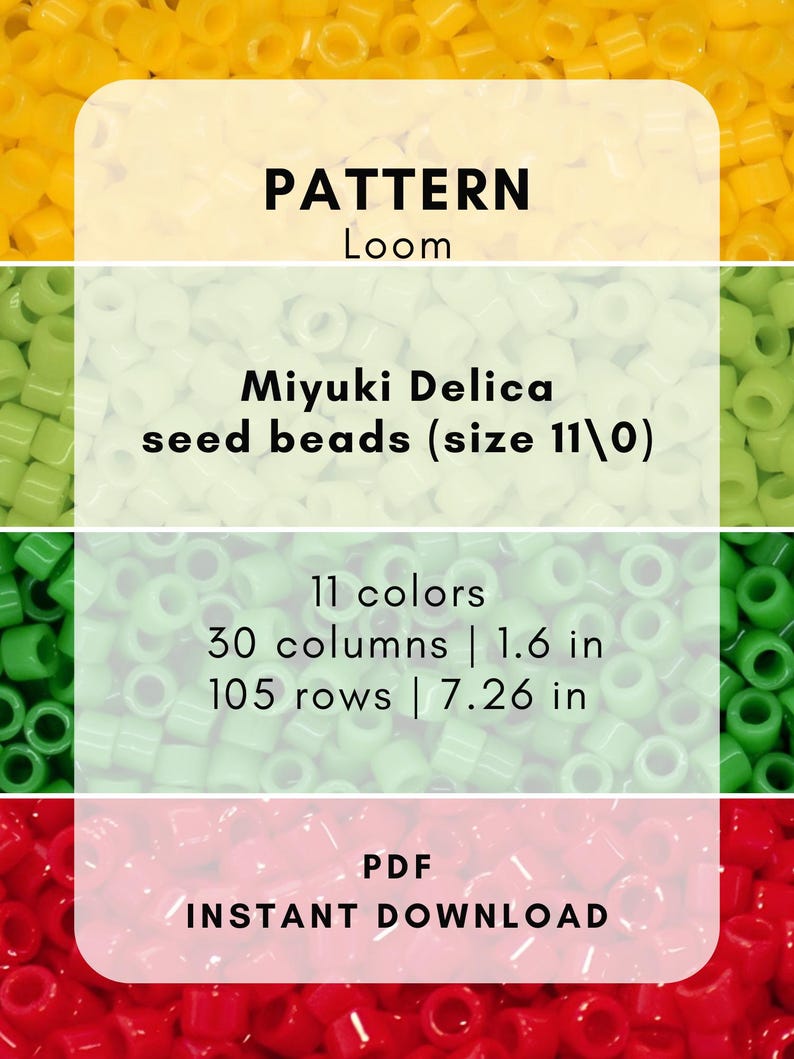 Christmas Grinch Beaded Bracelet Pattern, Beading Loom, Seed Bead Chart ...