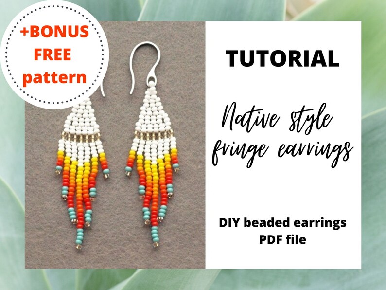 Diy Beaded Earrings Tutorial Tutorial beaded fringe earrings Tutorial pattern DIY seed | Etsy