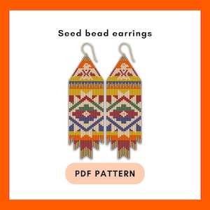 Eagle Beaded fringe earring pattern, Brick stitch, Native ethnic style inspired, pdf digital download 122