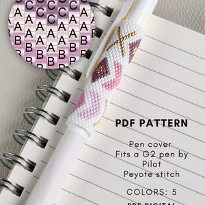Geometric Pen Cover Pattern PDF, Odd Peyote Beadwork, Miyuki Delica Wrap Pilot G2 Sleeve Teacher Gift Idea First grader girl pdf digital 012