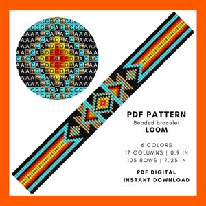 Southwest native american style inspired loom beaded bracelet pattern, Miyuki Delica seed bead, Wide wrist cuff, PDF digital download 144