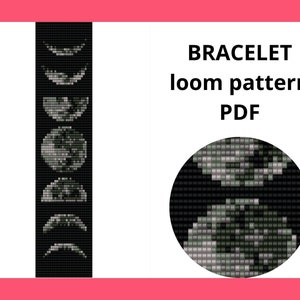 Moon phases loom pattern, Moon bracelet pattern, Lunar loom pattern, Loom beaded bracelet, Bead loom pattern, pdf instant download