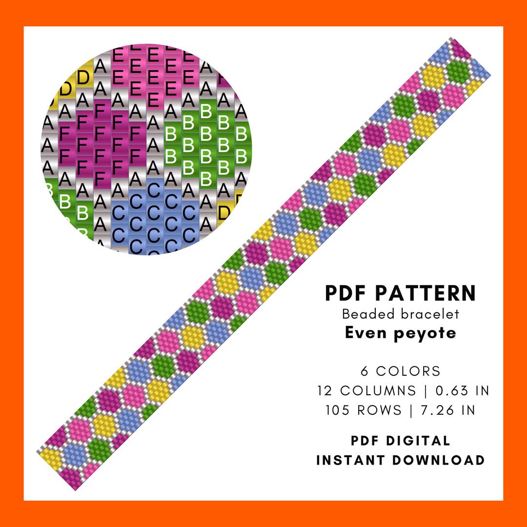 Geometric Even Count Peyote Beaded Bracelet Pattern Bubble