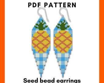 Pineapple beaded fringe earring pattern Food Fruit DIY jewelry Miyuki Delica seed bead PDF digital 074