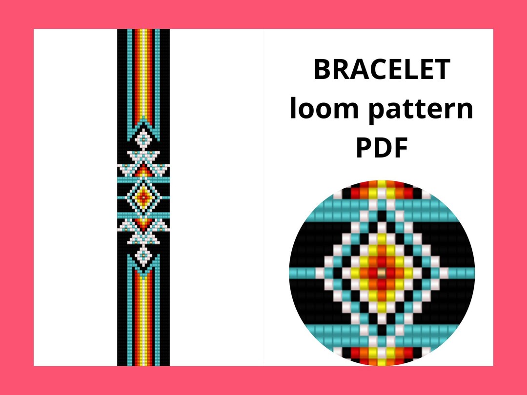 Southwest Native American Loom Beaded Bracelet Pattern, Native Inspired
