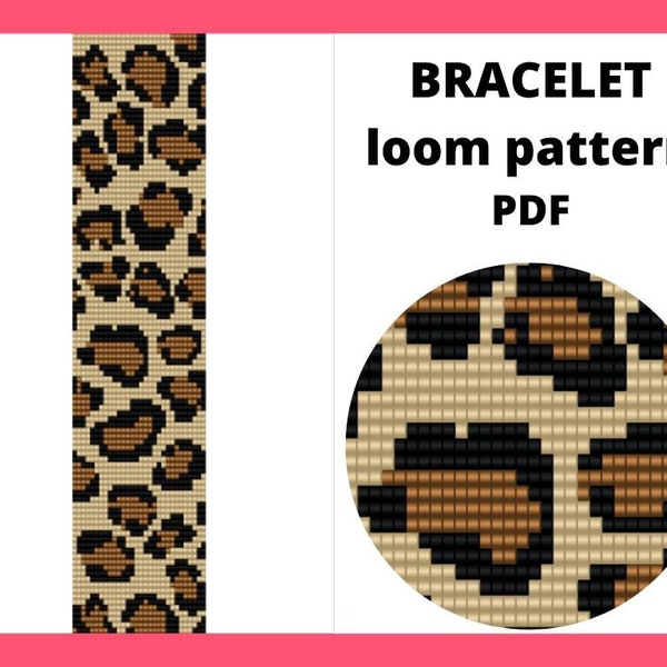 Bead loom pattern, Leopard loom pattern, Cheetah skin loom pattern, pdf instant download, Safari cat pattern, Wild cat pattern