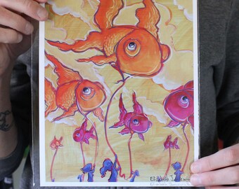 Giant Goldfish Balloons; Fine Art Print