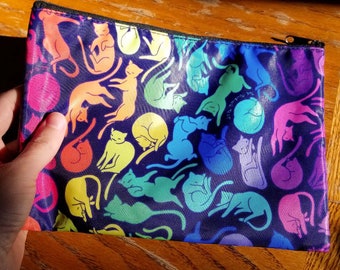 Large Zippered Pouch; Rainbow Sleeping Cat Pattern; The Touring Test
