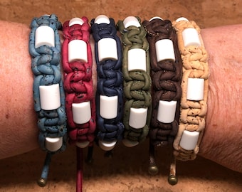 Pulsera antipulgas de cerámica EM: cordón de corcho natural, libre de químicos.