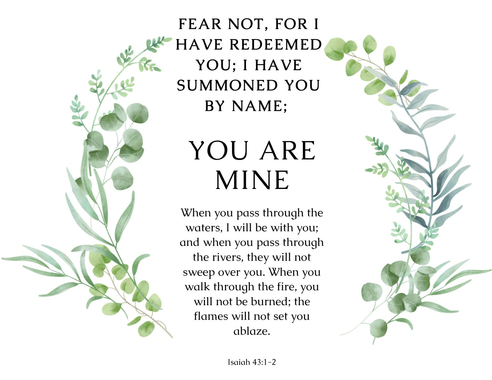 Isaiah 43:1-2 Print Instant Download Printable Graphic | Etsy