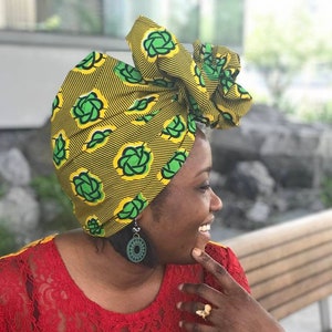 Yellow Headwrap, Green Flowers