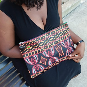 African Print Large Clutch