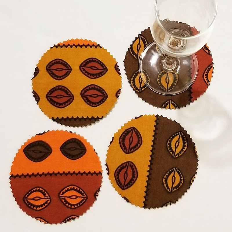 African Orange Coasters - Etsy