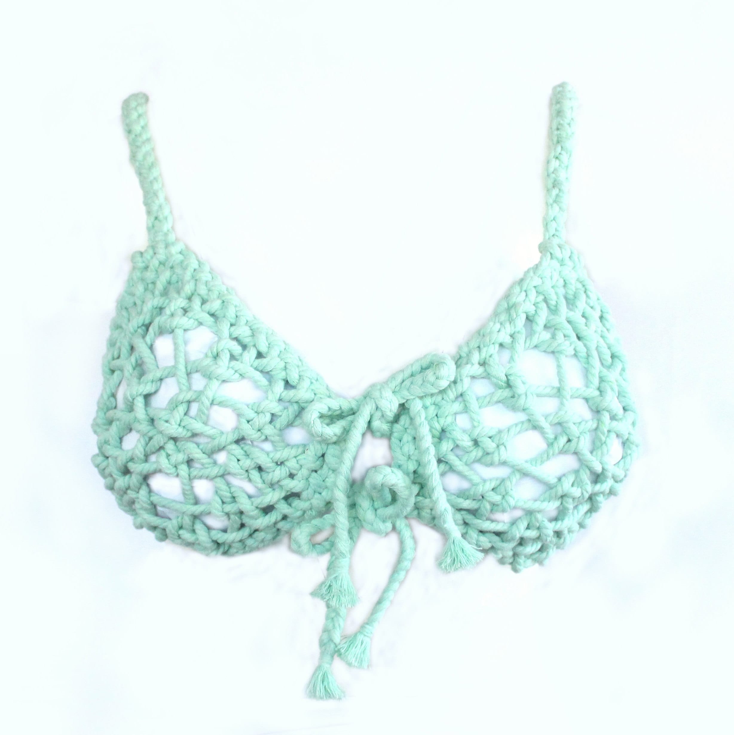 Shibari Rope Bra in Teal. Adjustable Sliding Knot Back & Straps ...