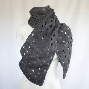 Waves Cashmere Scarf in Charcoal. Handmade from Cashmere and Organic Cotton. 60% Upcycled Material. One of a Kind.