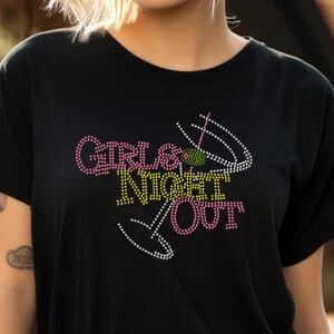 Girls Night Out Shirt - Girls Night Out Rhinestone Shirt, Ladies Night Out Shirt Vneck, Long Sleeve Tee, Bart Night Tshirt, Girls Night Tee