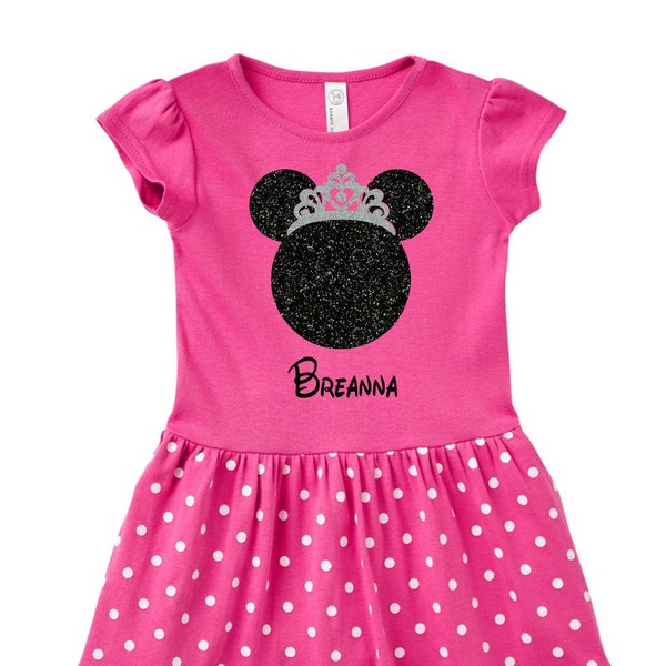 Minnie Mouse Dress, Minnie Mouse Infant Dress, Personalized Minnie Mouse Dress, Custom Minnie Dress with Glitter, Clearance Sale Last Ones!