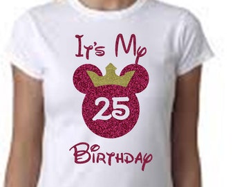 Disney Birthday Shirt Disney, Aurora Personalized Birthday Glitter Shirt, Disney Princess Minnie Birthday Tshirt, Minnie Mouse Birthday Gift