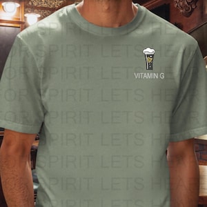 Vitamin G Guinness Beer Comfort Colors® T-Shirt, Funny Beer Shirt, St. Patrick’s Day Gift, Irish Pub Party Tee Beer Lovers, Gifts for Men Light Green