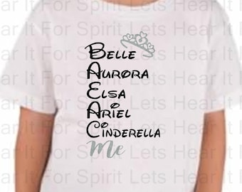 Disney Princess Shirt, Disney Vacation Shirt, Disney Princess, First Disney Trip, Belle, Aurora, Elsa, Ariel Cinderella and Me Shirt, Youth