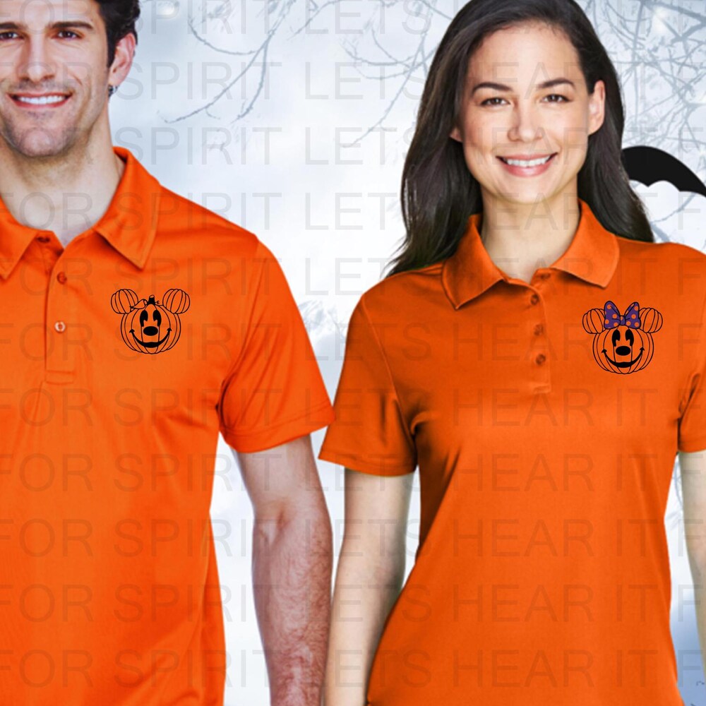 Disney Halloween Polo, Disney Performance Polo, Mickey Mouse Pumpkin Polo, Matching Halloween Polos, Disney Halloween Couples Shirts