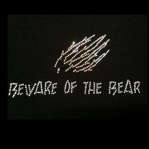 Beware of the Bear Rhinestone Transfer, Grizzlies DIY Bear Claw Shirt, Bear Paw Rhinestone Transfer, Grizzly Iron-On, Crystal Rhinestone