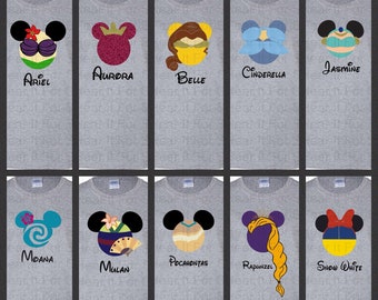 Disney Princess Shirt, Disney Princess Ariel, Aurora, Belle, Elsa, Mulan Women’s Youth and Toddler Tees