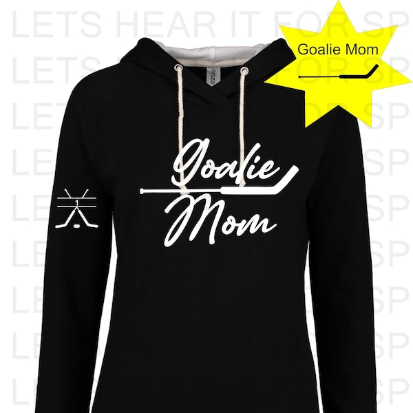 Hockey Goalie Mom Hoodie, Custom Goalie Mom Mid weight Hoodie, Personalized Hockey Goalie Mom Hoodie, Hockey Midweight Hoodie, Goalie Mom