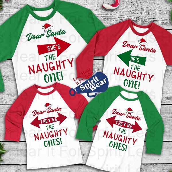 Dear Santa He's the Naughty One, Dear Santa She's the Naughty One, Christmas Sibling Shirts, Matching Sibling Shirts Christmas Family Shirts