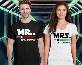 Star Wars Anniversary Shirts, Mr and Mrs Shirts, Bride and Groom Matching Shirts, Just Married Star Wars Shirts, Star Wars Honeymoon Tees,