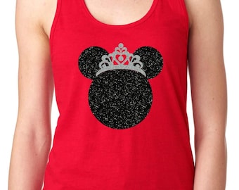 Disney Minnie Tank Top, Disney Shirts for Women, Minnie Mouse Ears, Disney Family Shirts, Disney Princess, Gift for her, Mothers Day Gift