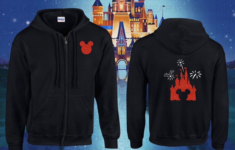 Disney Hoodie, Disney Vacation Glitter Full Zip Hoodie, Hooded Jacket, Disney Mickey Minnie Mouse Full Zip Hoodies, Disney Gift